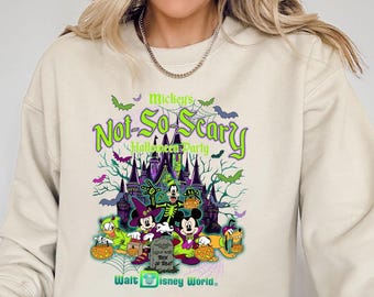 Vintage Mickey's Not So Scary Halloween Party 2025 Sweatshirt, Disney Halloween Group Shirt,WDW Halloween Family Costume Skeleton Sweatshirt