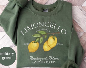 Limoncello Sweatshirt,Refreshing Lemon Graphic Shirt,Italian Summer Shirt,Gift for Lemon Lovers, Italy Vacation Shirt, Italy Vacation Outfit