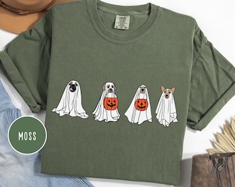 Comfort Colors Ghost Dogs Shirt,Halloween Shirt,Ghost Sweatshirt,Halloween Dog,Fall Shirt,Pumpkin Sweater,Spooky Season Shirt,Dog Lover Gift