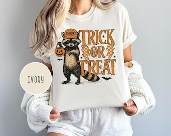 Comfort Colors Trick Or Treat Raccoon Shirt,Raccoon Halloween Tee,Meme Halloween Shirt,Raccoon Meme Shirt,Trash Raccoon Trick Or Treat Shirt