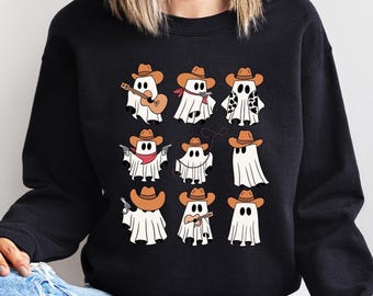 Cowboy Ghost Sweatshirt, Cute Ghost Shirt, Western Halloween Sweatshirt, Country Halloween Tee, Halloween Gift, Cute Spooky Cowboy Shirt