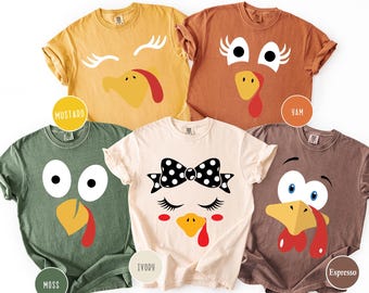 Camisa divertida de Acción de Gracias para toda la familia con colores cómodos, camisa de Acción de Gracias con amigos, camisa de otoño, camisa familiar de otoño, camisa del Día del Pavo, camisa de otoño.