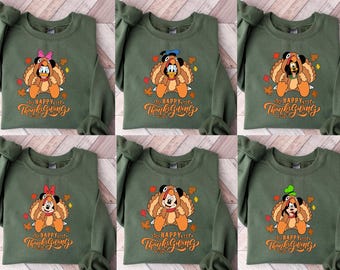 Mickey And Friends Thanksgiving Sweatshirt,Thanksgiving Group Shirt,Family Thanksgiving Shirt,Thanksgiving Matching Shirt, Fall Disney Shirt