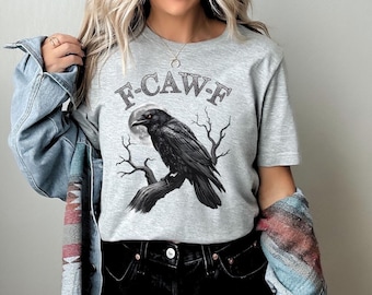 Chemise drôle de corbeau F-Caw-F, chemise oiseau noir, corbeau noir, corbeau, cadeau d'anniversaire pour homme femme, chemise sarcastique, cadeau impertinent drôle d'amant de corbeau