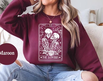 The Lovers Skeleton Tarot Card Sweatshirt, Skeleton Halloween Shirt,For Tarot Card Lovers On Valentines Day,Skeleton Lovers Tarot Card Shirt