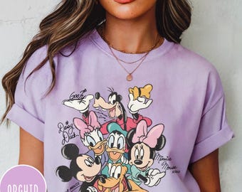 Comfort Colors Retro Mickey and Friends Signatures Shirt,Magical Shirt,Disney Characters Shirt,Mickey & Co Gift Tee, Disney Mouse Head Shirt