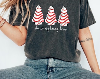 Comfort Colors Oh Christmas Tree Shirt,Christmas Shirt,Women's Christmas Crewneck Sweatshirt,Christmas Gift,Holiday Tee,Christmas Cake Shirt