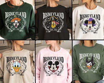 Vintage Disneyland Halloween All Characters Sweatshirt, Mickey And Friends Halloween Shirt,Disney Family Halloween Shirt,Halloween Party Tee