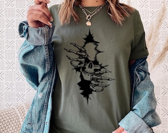 Skull In The Wall Shirt, Skeleton Shirt,Halloween Skeleton Shirt, Ghost Shirt, Horror Shirt,Scull Shirt, Ghost Shirt, Halloween Horror Shirt