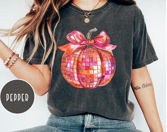 Comfort Colors Disco Pumpkin Shirt, Fall Pumpkin Shirt, Autumn Shirt, Trendy Fall Design Shirt, Womens Halloween Shirt,Retro Halloween Shirt