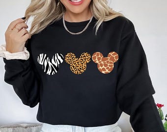 Disney Animal Safari Kingdom Sweatshirt, Mickey Head Cheetah Shirt, Disney Mickey Leopard Shirt, Disney Family Vacation Shirt, Disney Safari