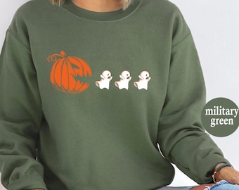 Pumpkin Ghost Halloween Sweatshirt,Ghost Pumpkin Shirt, Cute Ghost Shirt,Retro Halloween,Spooky Season,Halloween Ghost Shirt,Halloween Shirt