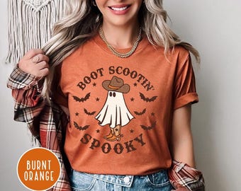 Boot Scootin Spooky Shirt,Halloween Shirt,Cowboy Ghost Shirt,Halloween Gift,Spooky Vibes,Spooky Season Shirt, Western Halloween,Spooky Shirt
