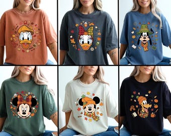 Comfort Colors Mickey and Friends Fall Shirt,Autumn Disney Bow Shirt,Cozy Season Mickey Shirt,Family Vacation Shirt,Mickey Minnie Fall Shirt