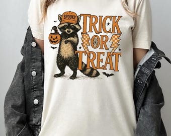Chemise Trick Or Treat raton laveur, chemise d'Halloween raton laveur, chemise Trick or Treat raton laveur, sweat-shirt raton laveur meme, chemise meme Halloween