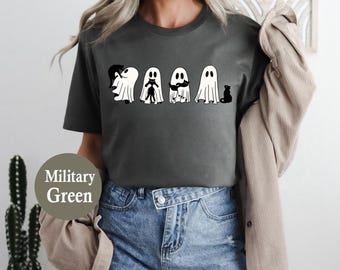 Ghost Cat Shirt, Cute Cat Lovers Shirt, Retro Ghost Halloween Shirt, Halloween Cat Shirt, Cute Ghost Black Cats Shirt, Spooky Season Gift