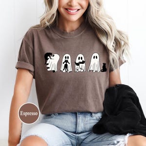 Comfort Colors® Ghost Cat Shirt, Cute Cat Lovers Shirt,Retro Ghost Halloween Shirt, Spooky Season Gift, Ghost Black Cats,Halloween Cat Shirt