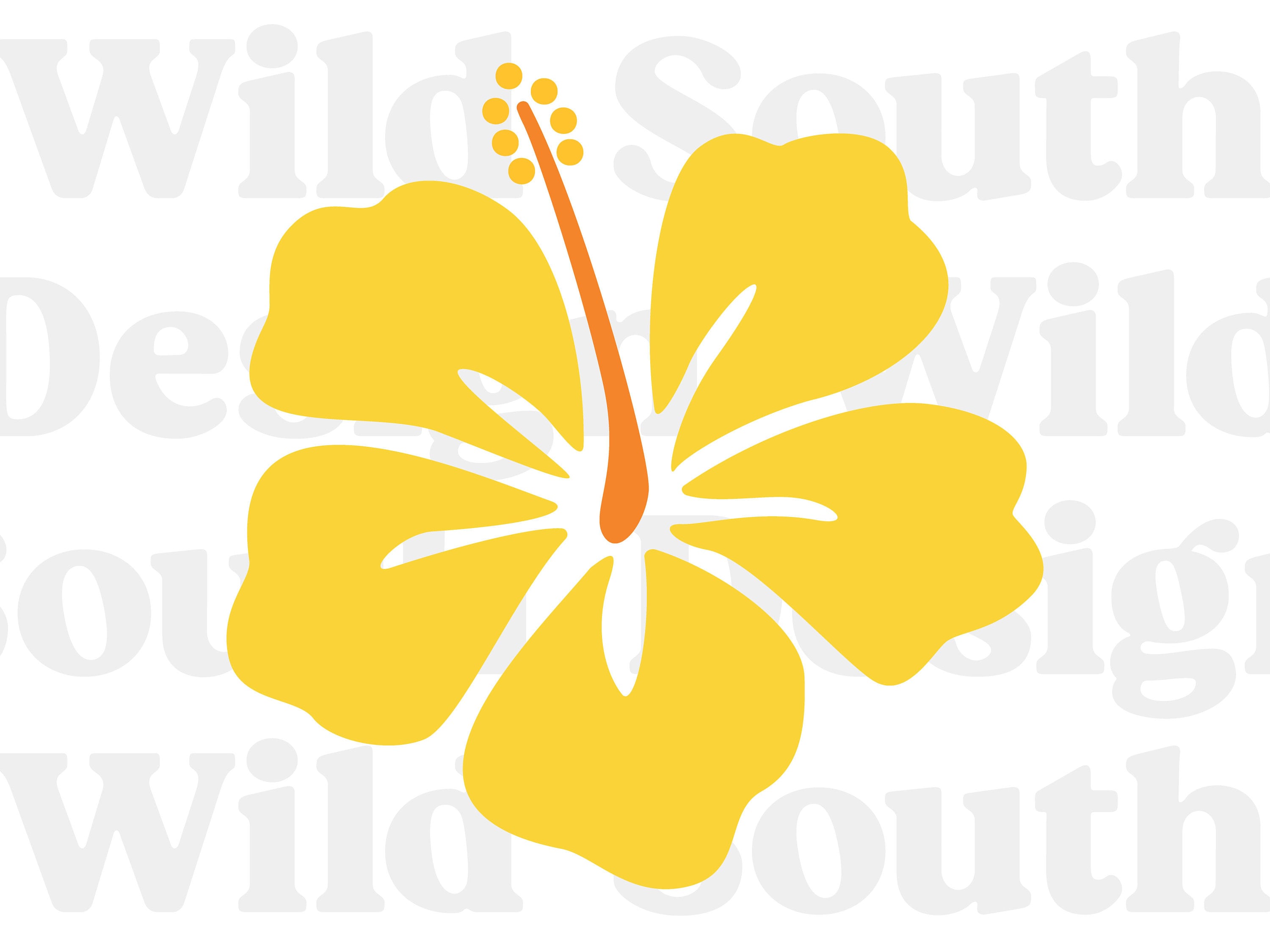 Yellow Hibiscus Layered Vector Art SVG Illustration Clipart Digital