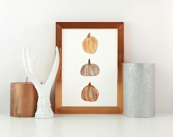 Kürbis Druck Herbst Dekor, Kürbis druckbare Wandkunst, Kürbis Aquarell Malerei, Herbst Wandkunst, Rustikaler Herbst Bauernhaus