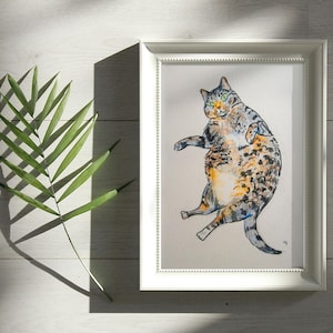 Retrato de gato personalizado, póster de gato lindo, arte de mascota mal dibujado, regalo para amantes de los gatos, arte de pared de gato dibujado a mano, regalo para la pérdida de una mascota, gato divertido