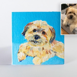 Tiny Pet Portrait, Custom Pet Portrait Handmade Acrylic, Cat Painting, Dog Lover Gift, Handpainted Original Artwork