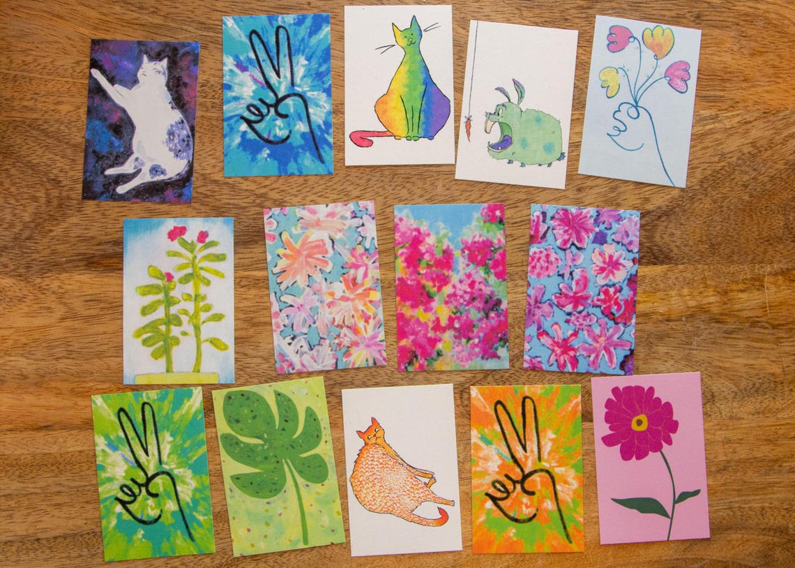Mini Art Prints, Set of 4 2x3" Mini Mystery Prints, Random Tiny Art ...