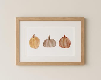 Kürbis Druck Herbst Dekor, Kürbis druckbare Wandkunst, Kürbis Aquarell Malerei, Herbst Wandkunst, Rustikaler Herbst Bauernhaus