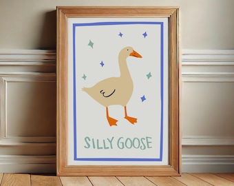 Silly Goose Art Print: Signed Trendy Wall Decor