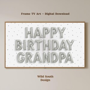 Personalized Samsung Frame TV Art | Happy Birthday TV Frame, Silver Birthday Balloons TV Frame, Custom Art Birthday Party, Digital Download