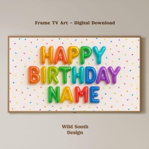 Personalisierter Samsung Rahmen TV Art | Alles Gute zum Geburtstag TV-Rahmen, Regenbogen Multicolor Geburtstag, Kunst-Geburtstagsparty, Benutzerdefinierte Kunst, Digitaler Download