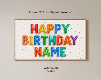 Personalisierter Samsung-TV-Rahmen | Geburtstags-TV-Rahmen, fertig in 1–24 Stunden, Regenbogenfarben, digitaler Download