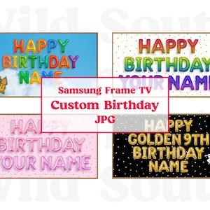 Personalized Samsung Frame TV Art |  Happy Birthday TV Frame, Custom Balloon Letter Colors, Custom Art Anniversary Party, Digital Download