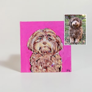 Pet Portrait, Mini Pet Painting, Original Artwork from Photo, Cat Dog Lover Gift, Handmade Acrylic Pet Painting