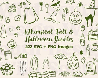 Höst Clipart-paket: 200+ handritade höst- och Halloween-SVG, PNG (digital nedladdning)