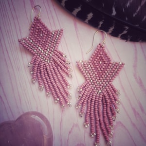 Bubble Gum Pink Beaded Fringe Earrings