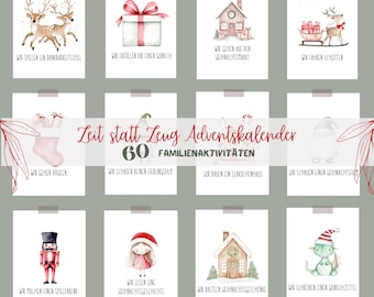 DIY Advent Calendar for Kids - Time Instead of Things: 60 Activity Cards for Christmas - Family Activities - PDF