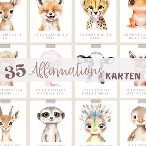 35 Animal Affirmation Cards for Children – Encouraging Cards, Positive Sayings, Self-Confidence, and Self-Love – Affirmations for Home - PDF