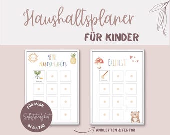 Montessori huishoudplanner voor kinderen - Takenplan - Lijst met voltooide taken - Mijn taken - Afdrukbare takenlijst voor kinderen - Klittenbandsysteem - PDF