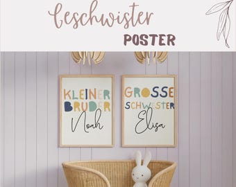 Brother Sister Poster for Kids' Room - Personalizable with Names - Colorful Wall Art for Siblings - Birthday Gift - Playroom - PDF