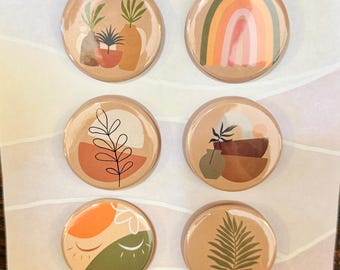 BoHo Magnet Set | 1.5" Custom Button Magnets | BoHo Decor | Bohemian Gift Set | MiniMags Co.