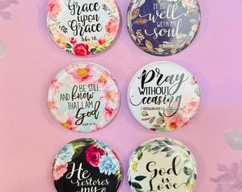 Bible Verse Set | 1.5" Custom Button Magnets | Christian Gift | Bible Verse Decor | Scripture Gift | Fridge Magnet | MiniMags Co