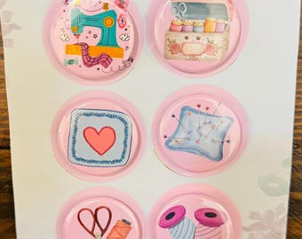 Seamstress Magnet Set | 1.5" Custom Button Magnets | Fridge Mag|Sewing Lover Gift | Quilter Gift Decor | Sewing Room Decor| Seamstress Gift