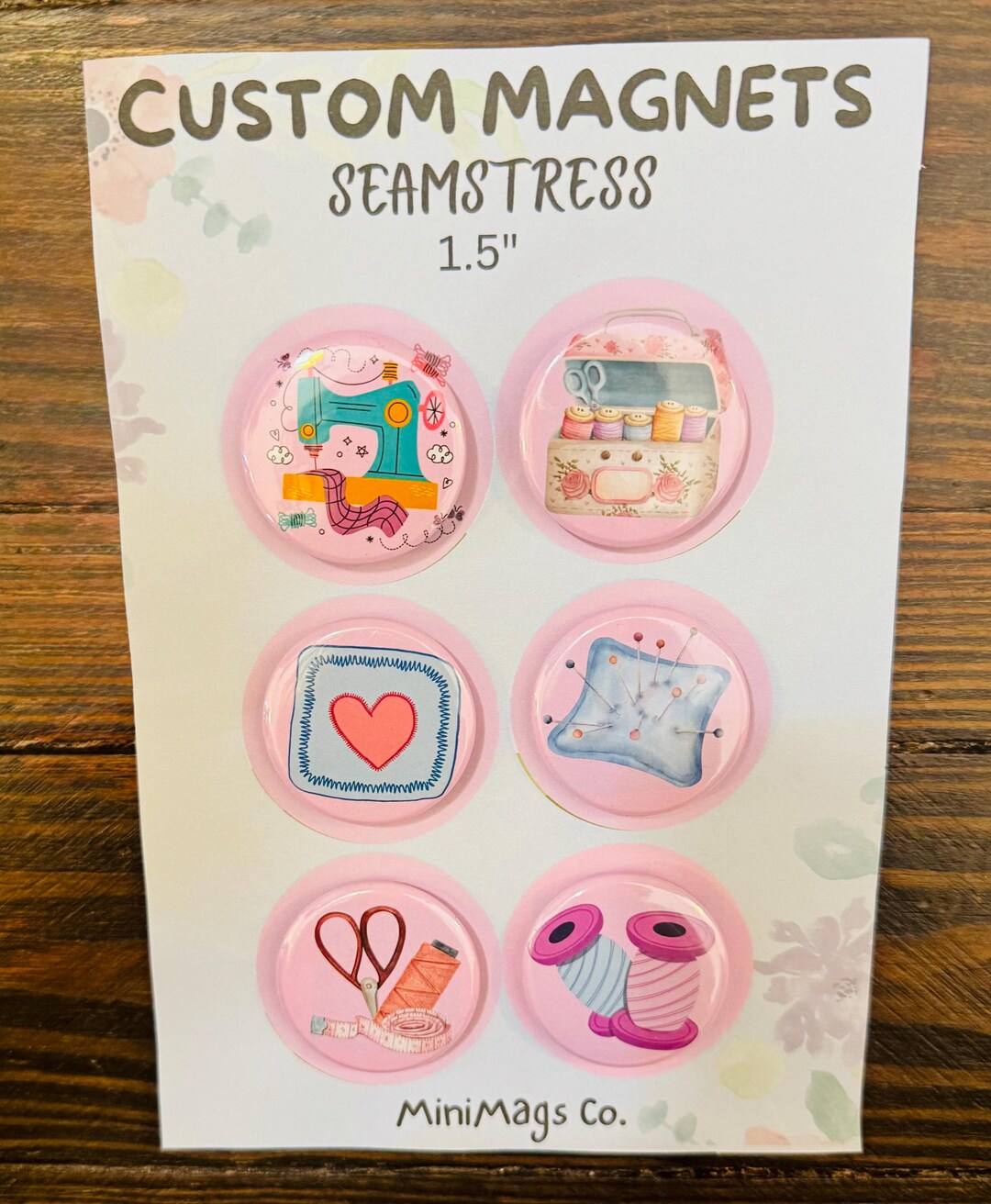 Seamstress Magnet Set | 1.5" Custom Button Magnets | Fridge Mag|sewing ...