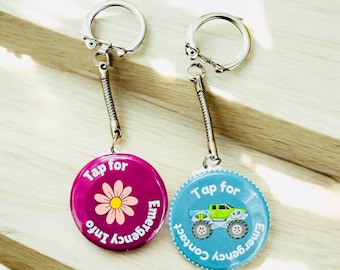 Emergency Contact Keychain | Emergency Info Keychain | Medical Alert NFC Keychain | Water Resistant Emergency  Keychain | Custom Keychain