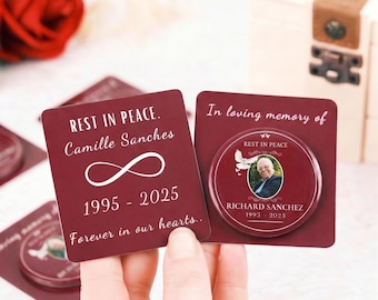 Beerdigungsmagnet: In liebevoller Erinnerung, personalisiertes Foto Sympathiegeschenk, Trauerfall-Andenken Favor