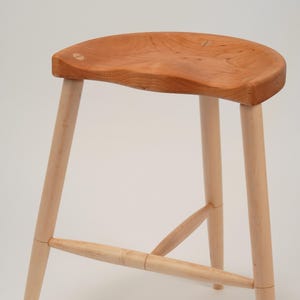 Bar Stool, Rustic Farmhouse Seating, Made in Maine, Hardwood