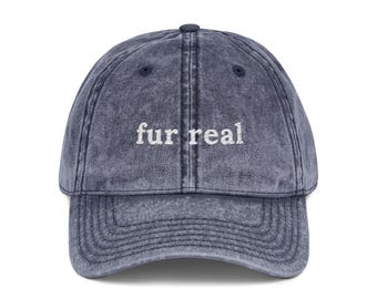 Vrai chapeau brodé de fourrure, casquette vintage réglable, cadeau pour amoureux des animaux de compagnie, cadeaux pour propriétaires de chien, cadeau pour chien maman femme grand-mère, cadeau pour parent de chien