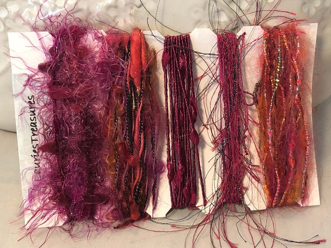 Specialty Yarn Art Fiber Embellishment Bundle, Geraniums Etsy