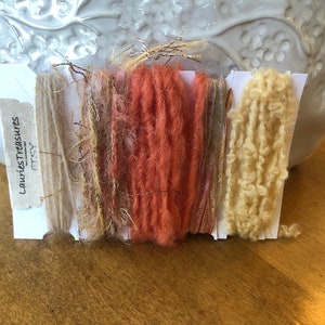Specialty yarn art fiber embellishment bundle, Creamsicle