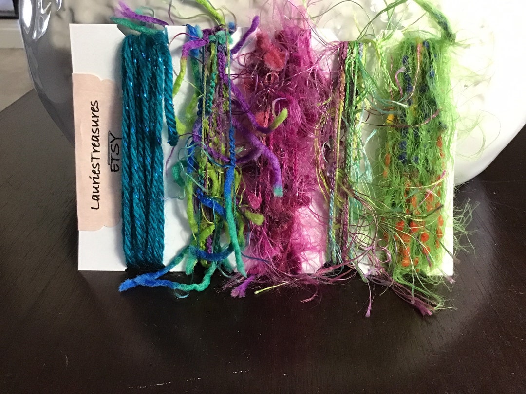 Specialty Yarn Art Fiber Embellishment Bundle Raspberry Etsy